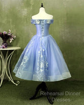 Ball Gown Tea Length Off The Shoulder Embroidery Dress